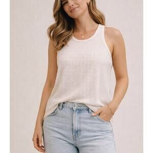 Rag & Bone Jean Atlantis Perforated Mesh Muscle Tank Top Small White Minimalist